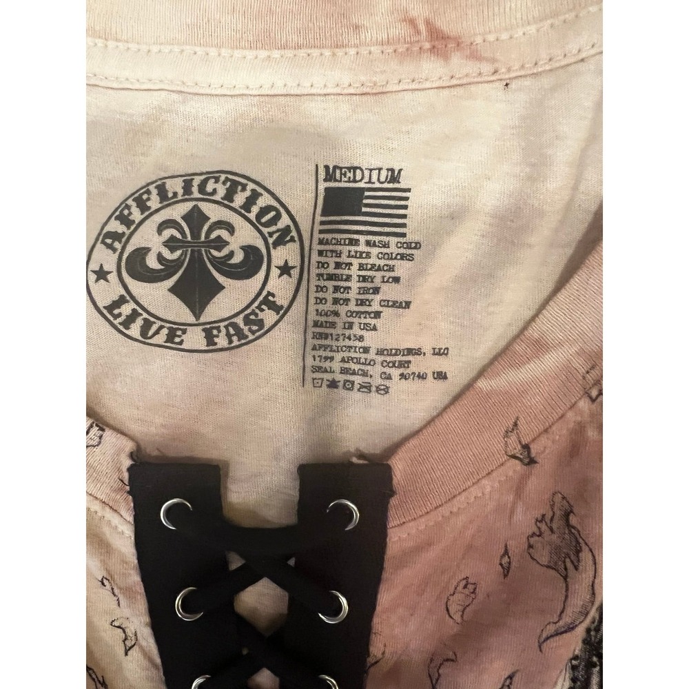 Affliction Moonlit Cross Lace-Up T-Shirt size medium - Picture 4 of 6